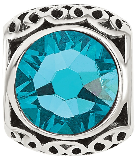 Sterling Silver Reflections Antiqued Teal Swarovski Crystal Bead
