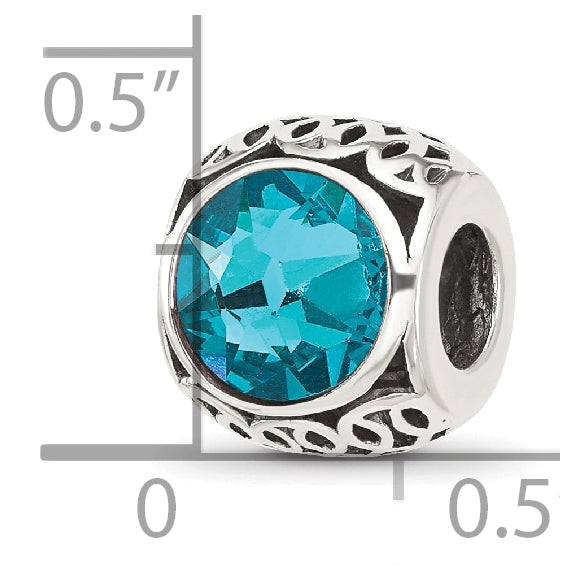 Sterling Silver Reflections Antiqued Teal Swarovski Crystal Bead