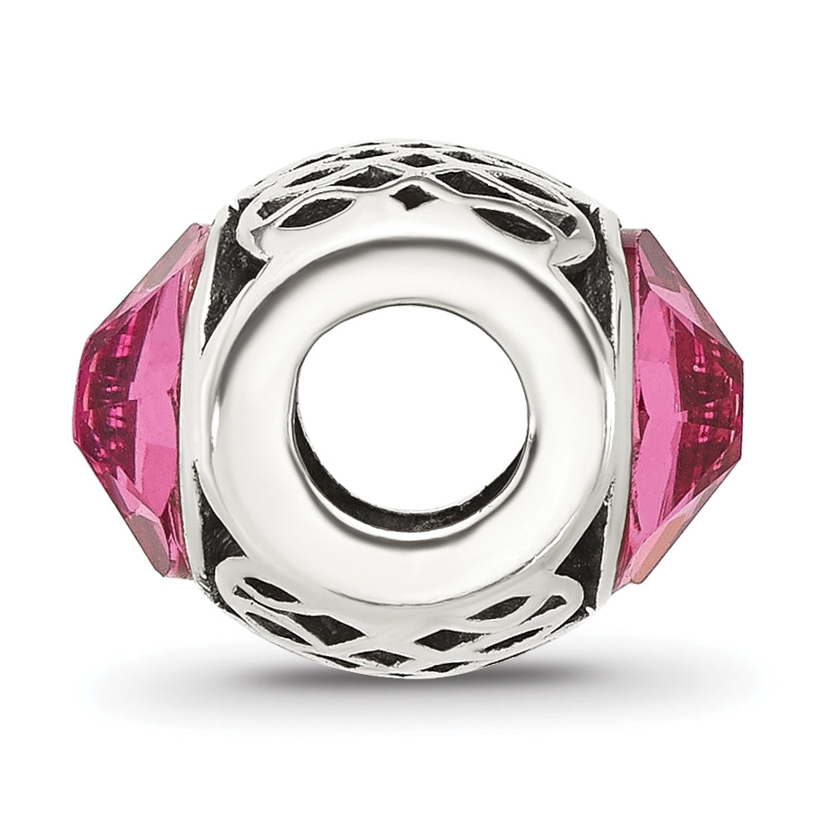 Sterling Silver Reflections Antiqued Pink Swarovski Crystal Bead