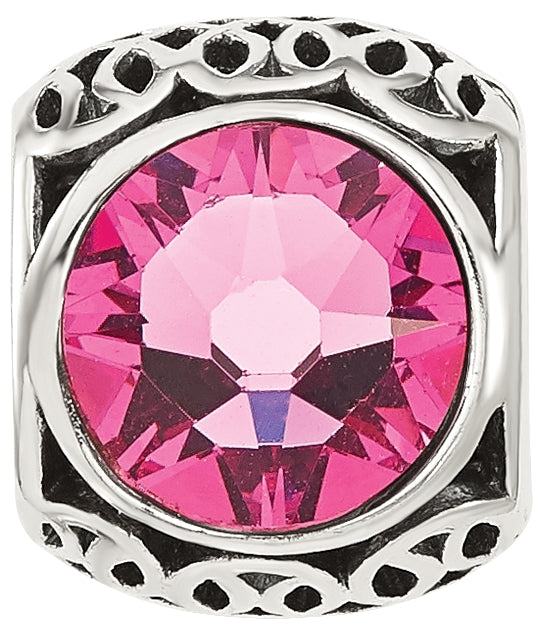 Sterling Silver Reflections Antiqued Pink Swarovski Crystal Bead