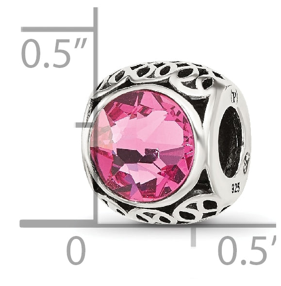 Sterling Silver Reflections Antiqued Pink Swarovski Crystal Bead
