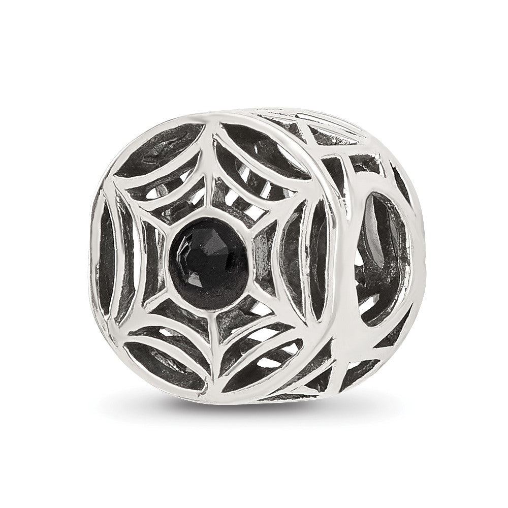 Sterling Silver Reflections Black Swarovski Crystal Spider Web Bead