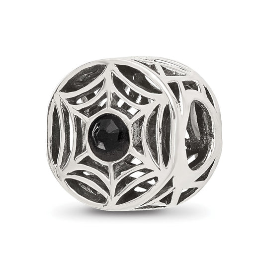 Sterling Silver Reflections Black Swarovski Crystal Spider Web Bead