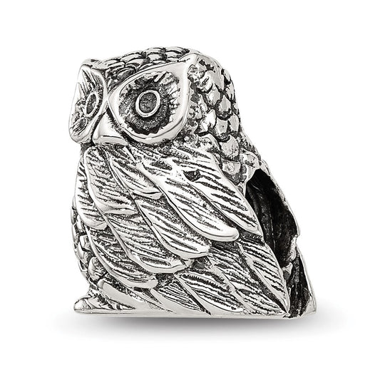 Sterling Silver Reflections Polished Owl Bead