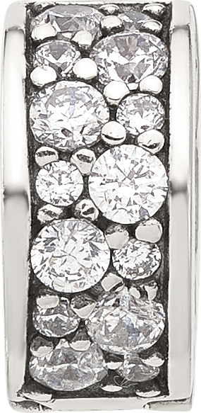 Sterling Silver Reflections Cluster Cubic Zirconia Clip Bead