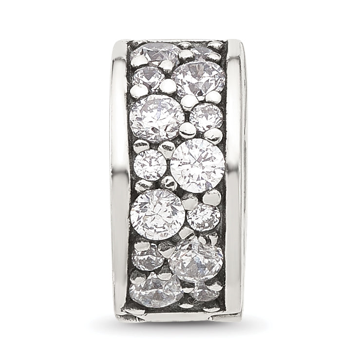 Sterling Silver Reflections Cluster Cubic Zirconia Clip Bead