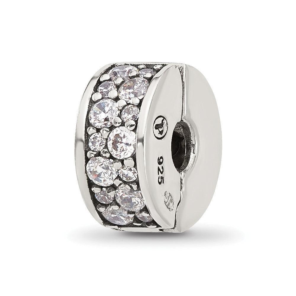 Sterling Silver Reflections Cluster Cubic Zirconia Clip Bead