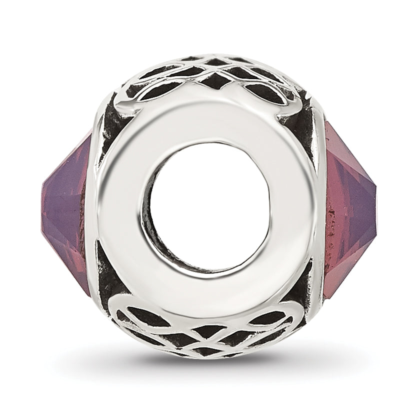 Sterling Silver Reflections Antiqued Purple Swarovski Crystal Bead