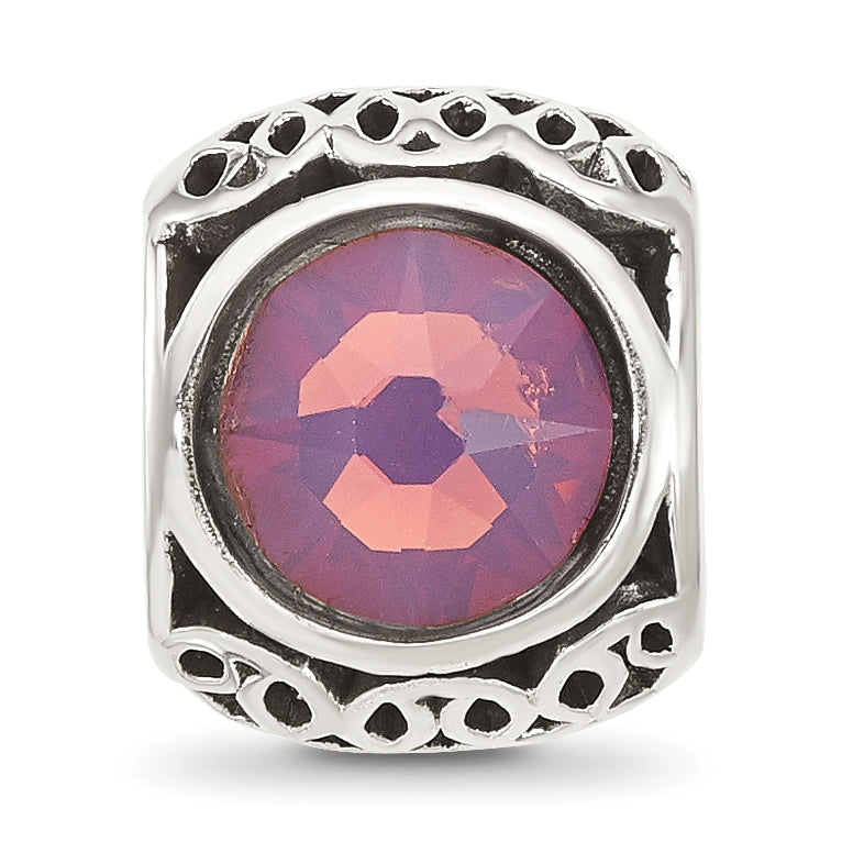 Sterling Silver Reflections Antiqued Purple Swarovski Crystal Bead