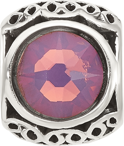 Sterling Silver Reflections Antiqued Purple Swarovski Crystal Bead
