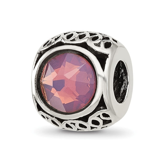 Sterling Silver Reflections Antiqued Purple Swarovski Crystal Bead