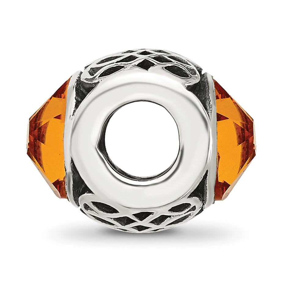 Sterling Silver Reflections Antiqued Orange Swarovski Crystal Bead
