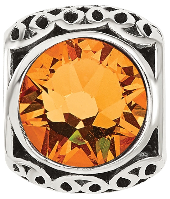 Sterling Silver Reflections Antiqued Orange Swarovski Crystal Bead
