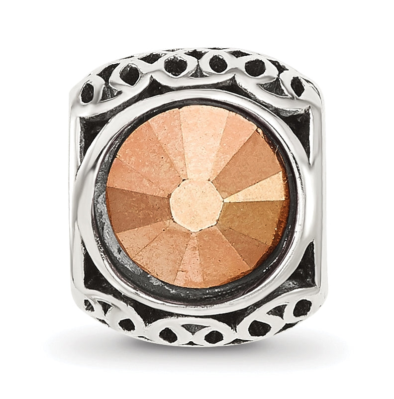 Sterling Silver Reflections Antiqued brown Swarovski Crystal Bead