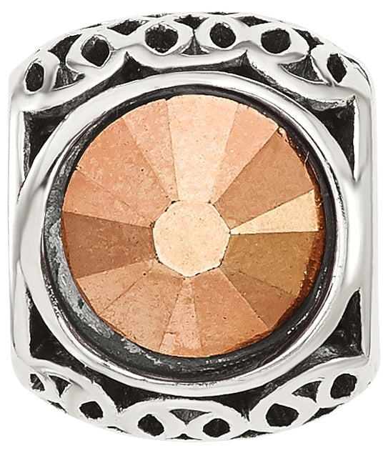 Sterling Silver Reflections Antiqued brown Swarovski Crystal Bead