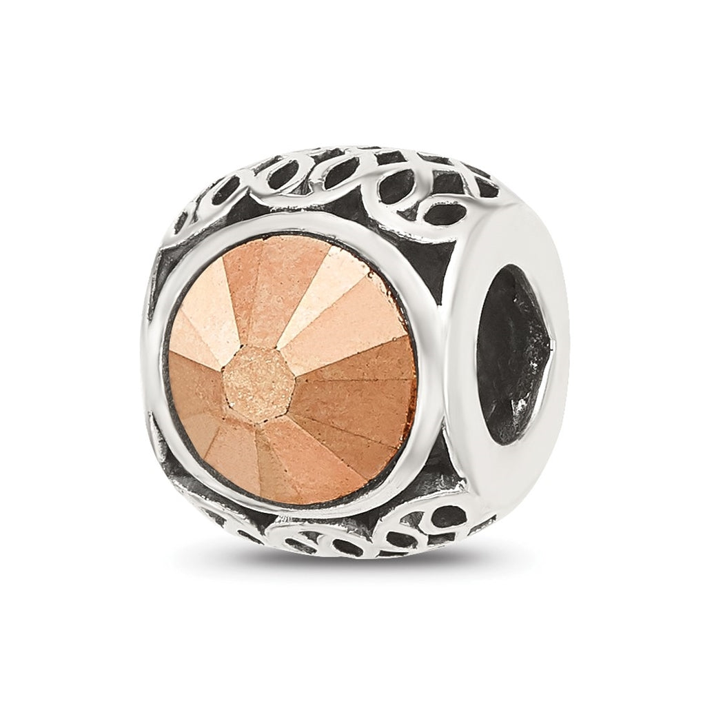 Sterling Silver Reflections Antiqued brown Swarovski Crystal Bead