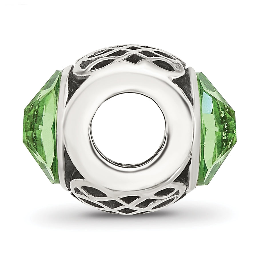 Sterling Silver Reflections Antiqued Light Green Swarovski Crystal Bead
