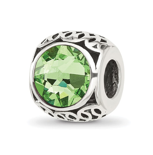 Sterling Silver Reflections Antiqued Light Green Swarovski Crystal Bead