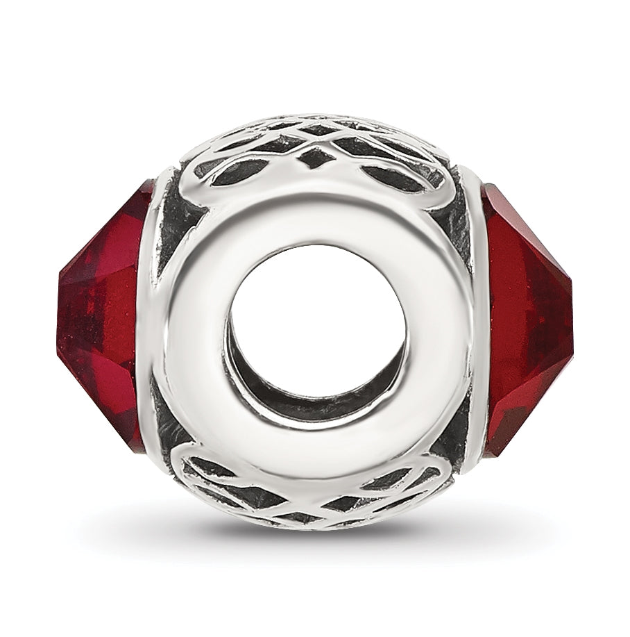Sterling Silver Reflections Antiqued Dark Red Swarovski Crystal Bead