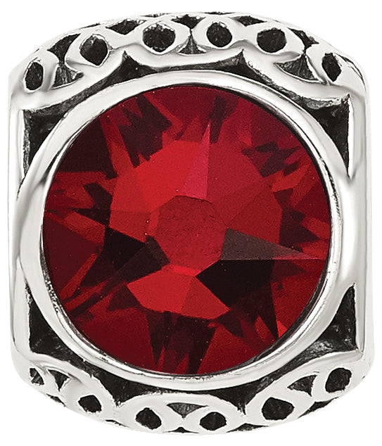 Sterling Silver Reflections Antiqued Dark Red Swarovski Crystal Bead