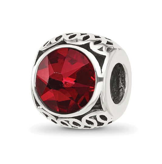 Sterling Silver Reflections Antiqued Dark Red Swarovski Crystal Bead