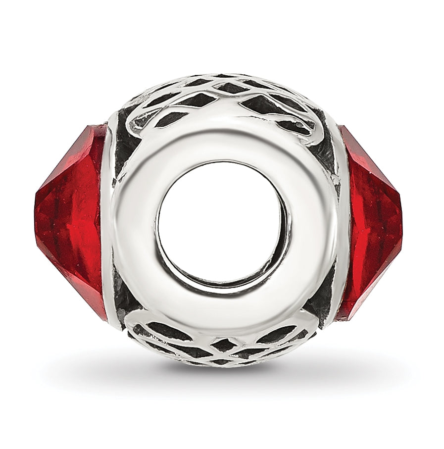 Sterling Silver Reflections Antiqued Light Red Swarovski Crystal Bead
