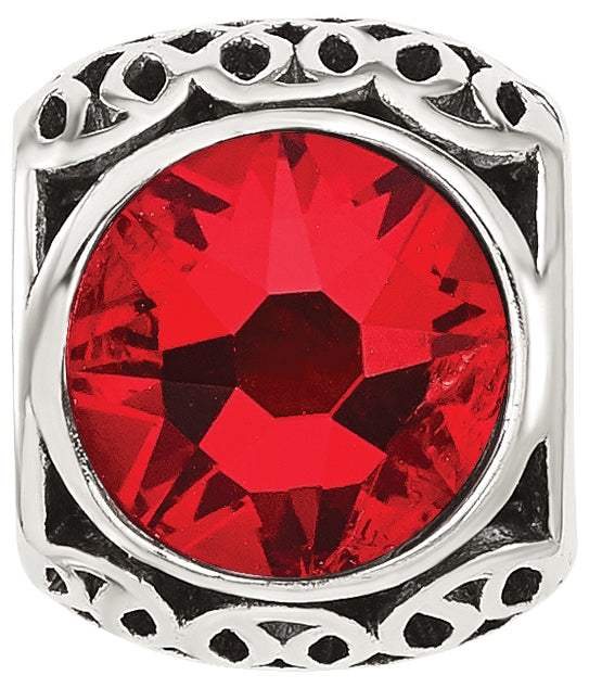 Sterling Silver Reflections Antiqued Light Red Swarovski Crystal Bead