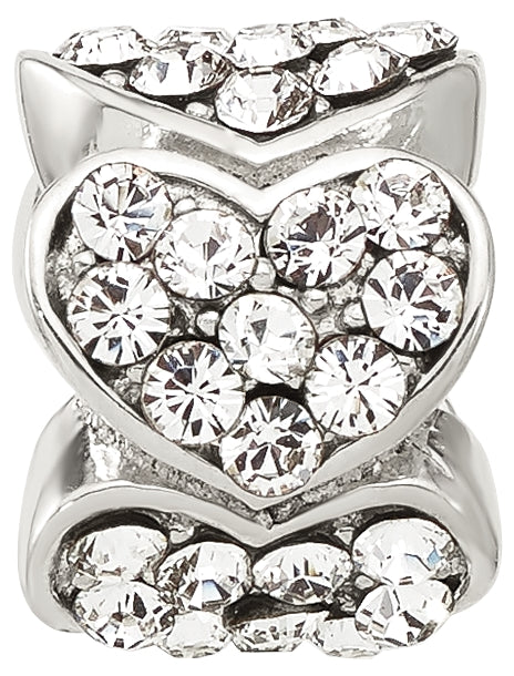 Sterling Silver Reflections Clear Swarovski Crystal Hearts-Bead