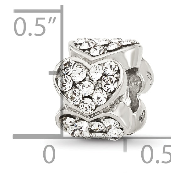 Sterling Silver Reflections Clear Swarovski Crystal Hearts-Bead