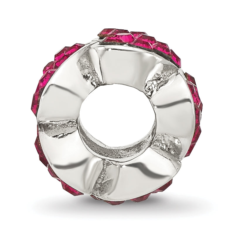 Sterling Silver Reflections Red Swarovski Crystal Hearts Bead