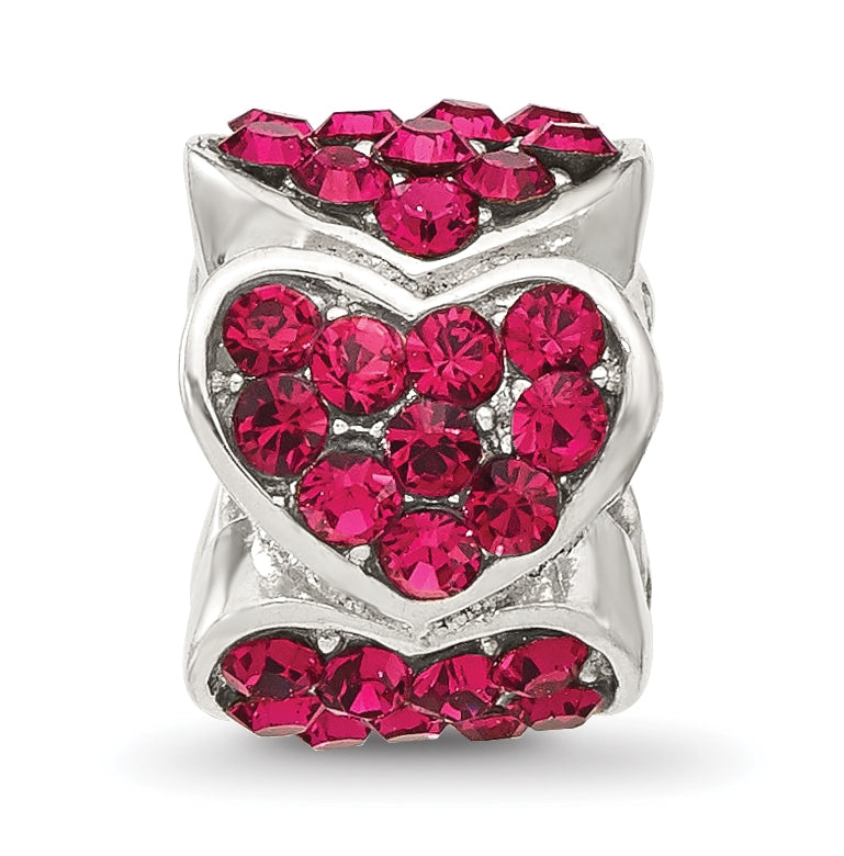 Sterling Silver Reflections Red Swarovski Crystal Hearts Bead