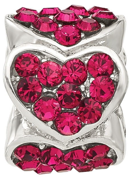 Sterling Silver Reflections Red Swarovski Crystal Hearts Bead