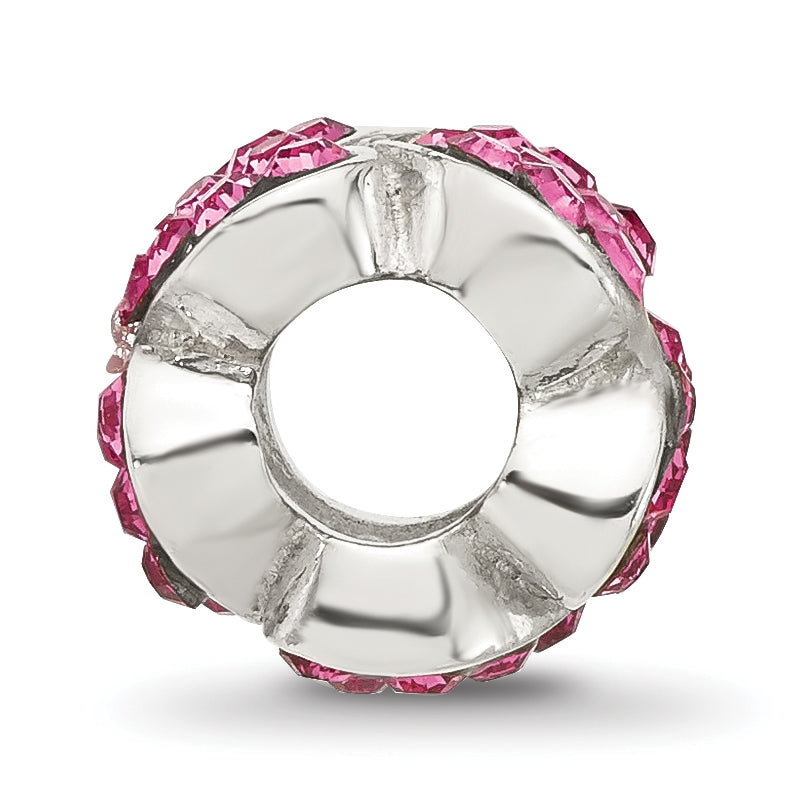 Sterling Silver Reflections Pink Swarovski Crystal Hearts Bead