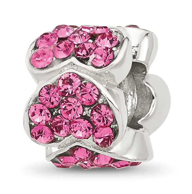 Sterling Silver Reflections Pink Swarovski Crystal Hearts Bead