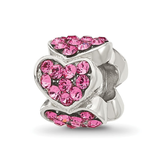 Sterling Silver Reflections Pink Swarovski Crystal Hearts Bead