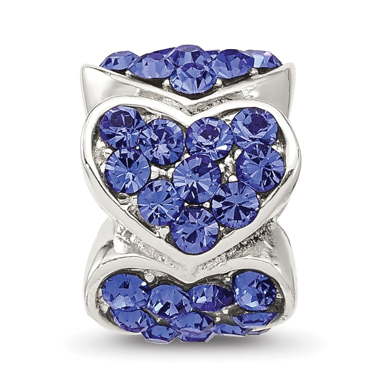 Sterling Silver Reflections Blue Swarovski Crystal Hearts Bead