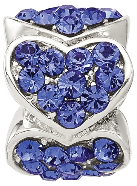 Sterling Silver Reflections Blue Swarovski Crystal Hearts Bead