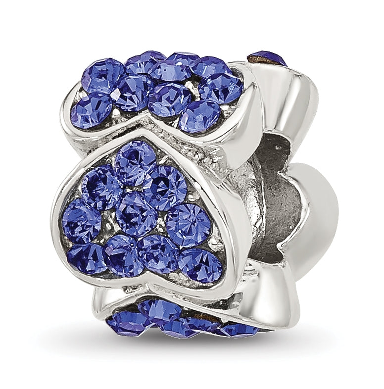 Sterling Silver Reflections Blue Swarovski Crystal Hearts Bead