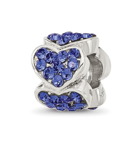 Sterling Silver Reflections Blue Swarovski Crystal Hearts Bead