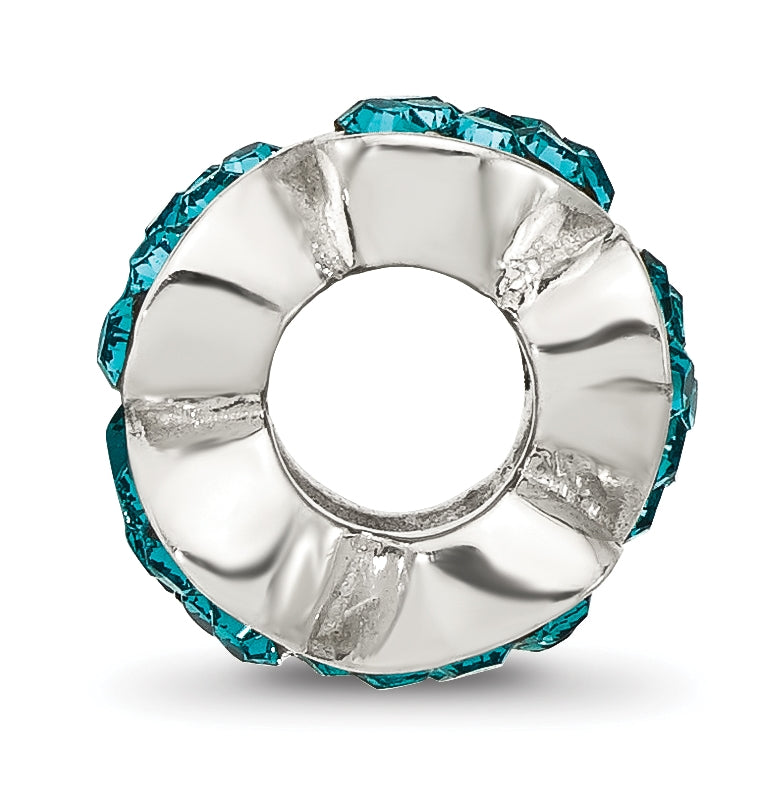 Sterling Silver Reflections Teal Swarovski Crystal Hearts Bead