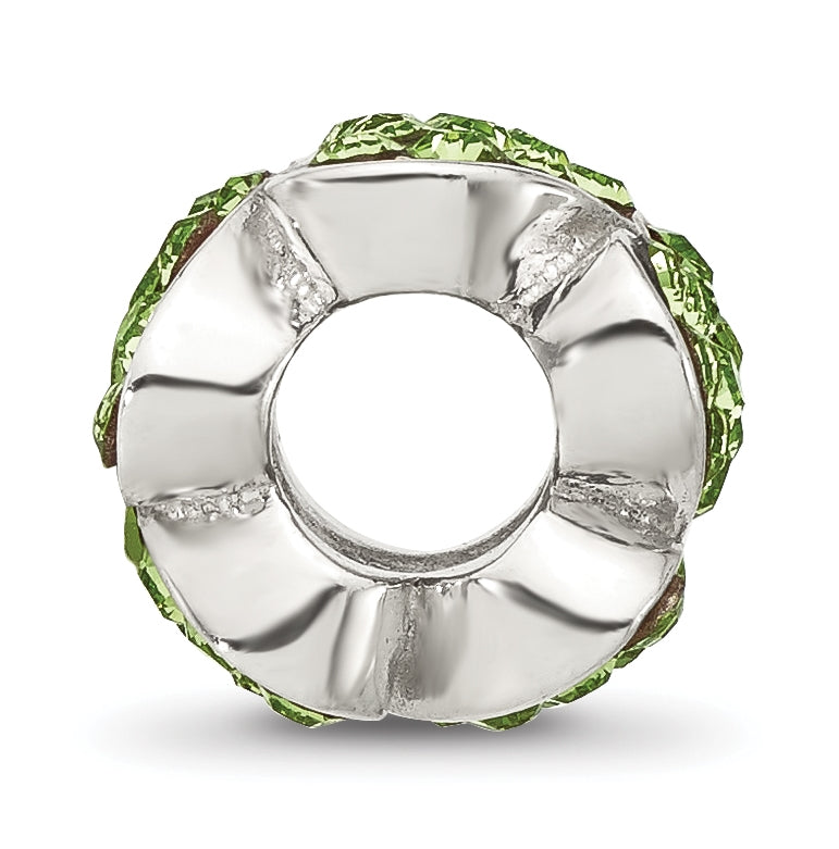 Sterling Silver Reflections Green Swarovski Crystal Hearts Bead