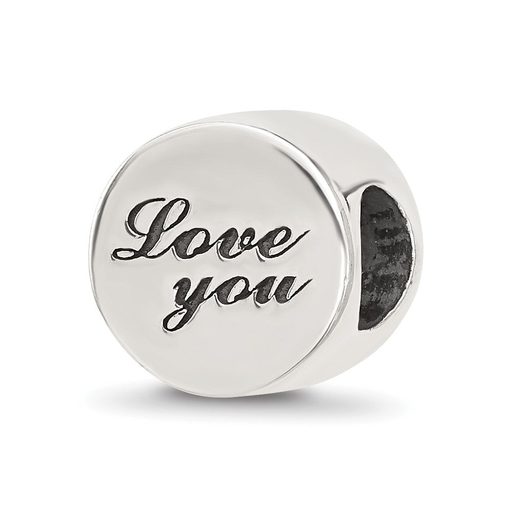 Sterling Silver Reflections Polished Antiqued Love You Circle Bead