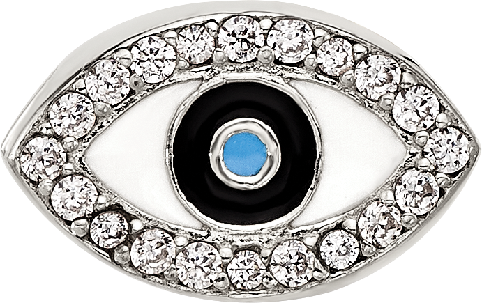 Sterling Silver Reflections Enameled and Cubic Zirconia Eye Bead