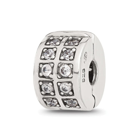 Sterling Silver Reflections Cubic Zirconia Clip Bead