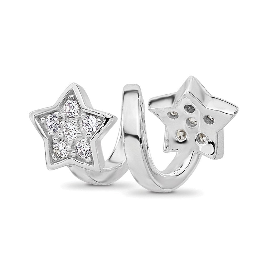 Sterling Silver Reflections Rhodium plated Cubic Zirconia Star Twist Bead