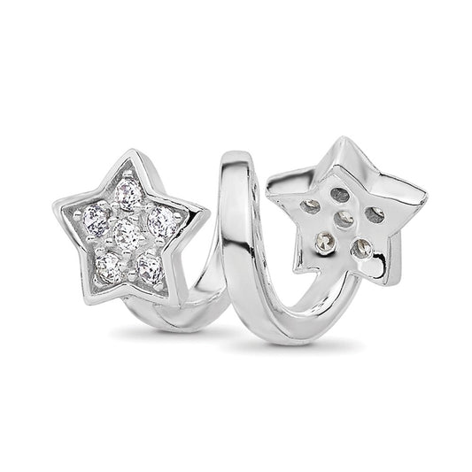 Sterling Silver Reflections Rhodium plated Cubic Zirconia Star Twist Bead