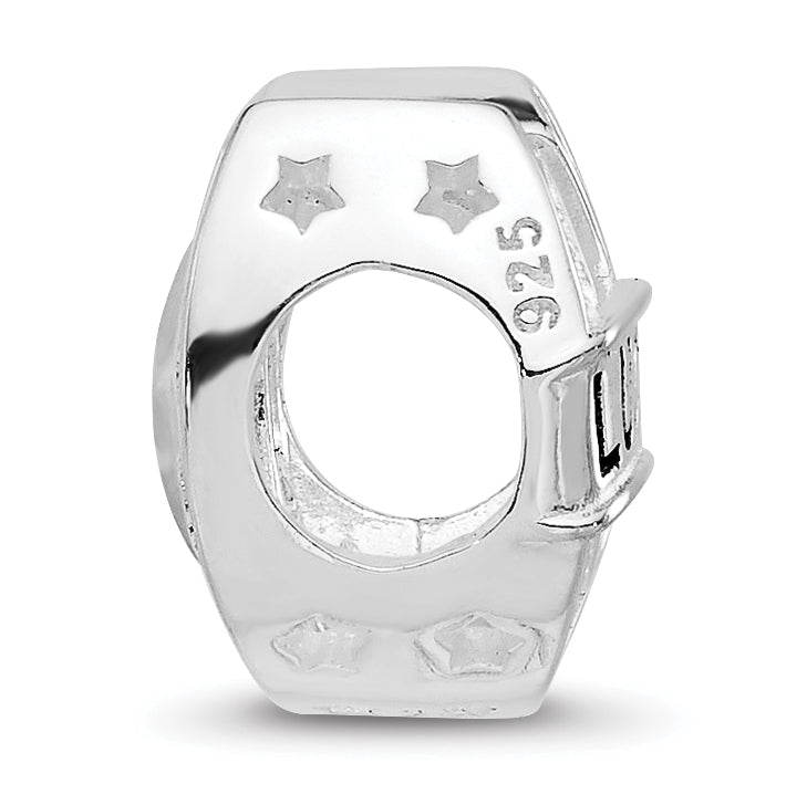 Sterling Silver Reflections Rhodium plated Cubic Zirconia Lucky Horseshoe Bead