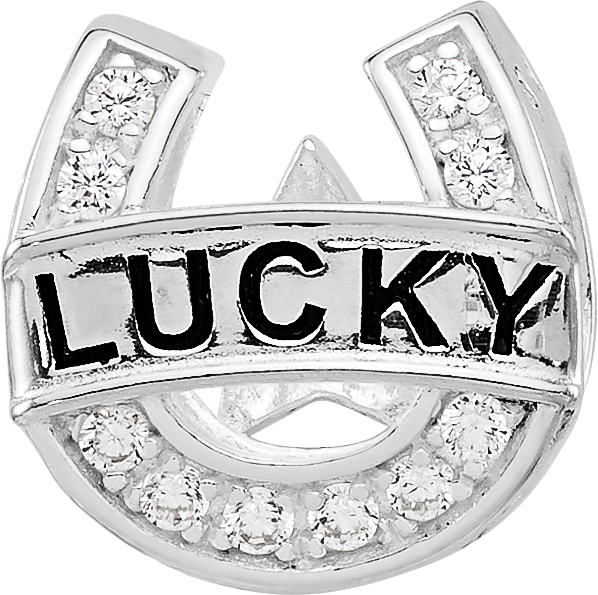 Sterling Silver Reflections Rhodium plated Cubic Zirconia Lucky Horseshoe Bead