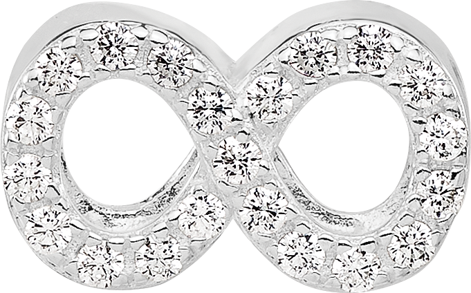 Sterling Silver Reflections Rhodium plated Cubic Zirconia Infinity Bead