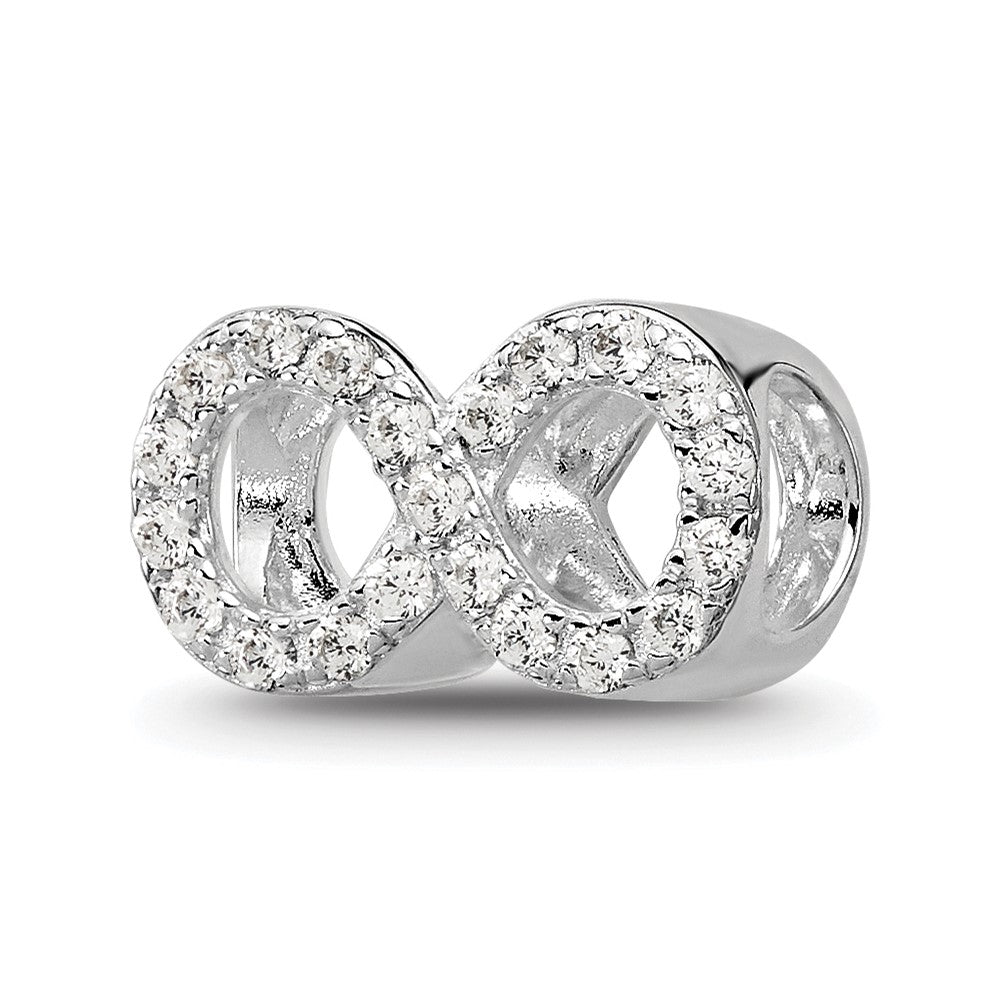 Sterling Silver Reflections Rhodium plated Cubic Zirconia Infinity Bead